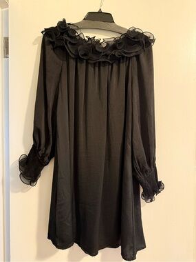 Black Ruffle Off-Shoulder Dress